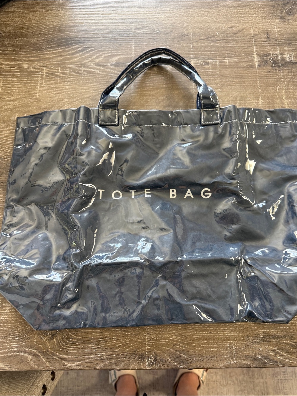 Glossy Black Tote Bag with Short Handles